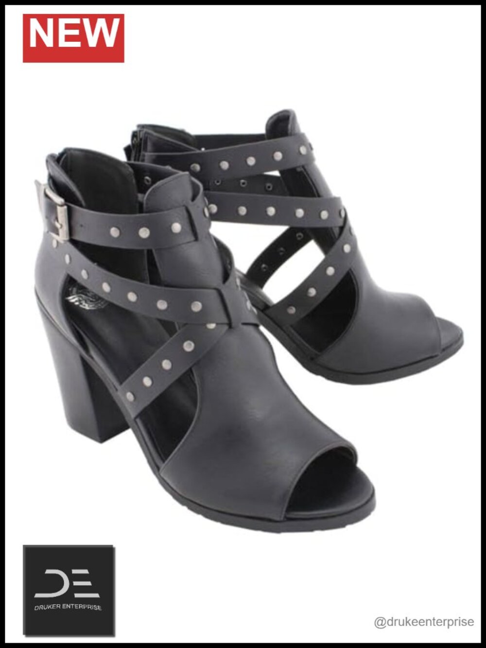 Faux Leather Studded Strap Sandal with Platform Heel, Back Zipper